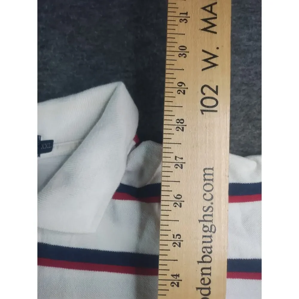 Vintage Polo Ralph Lauren Shirt Mens 2XL White Blue Red Striped Casual